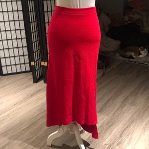 Full-length red skirt